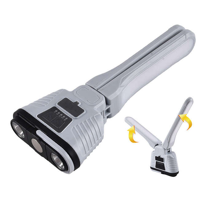 White - Multi Light Sourch Multifunctional Flashlight Solar Power Bank Outdoor USB Folding Camping L