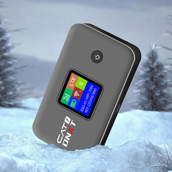 Grey - M60 Cat7 Protable Wireless WiFi 4G LTE Router 1.44-inch LCD Display Portable Hotspot WiFi6 2.