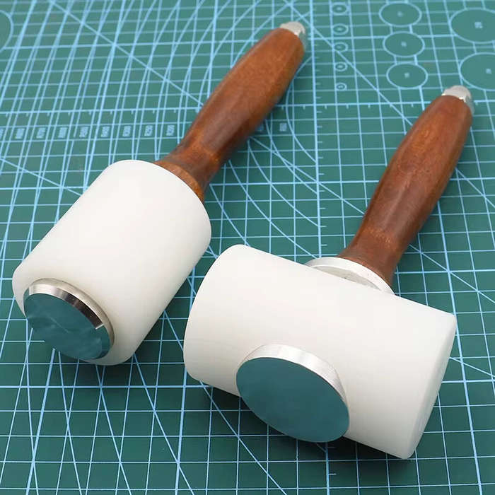 #A - Nylon Leathercraft Carving Hammer with Wooden Handle Leather Craft Carving Hammer Cowhide Sew H