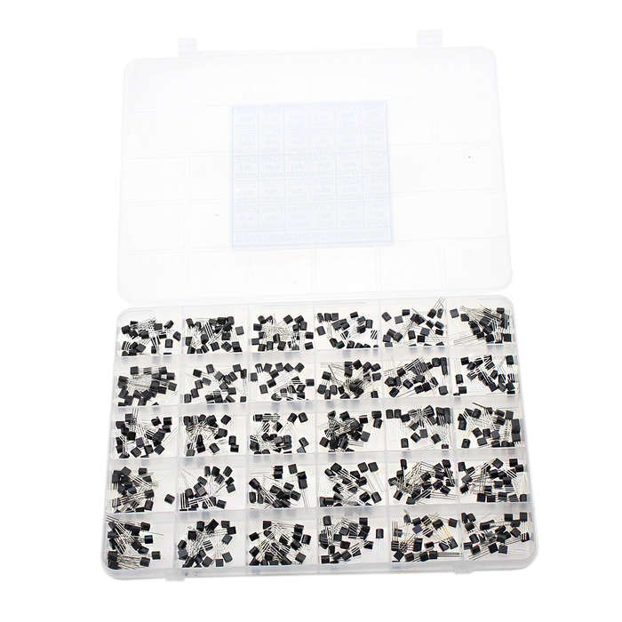 with box - 600pcs Transistor Assortment Kit NPN PNP TO-92 30 Types Electronic Amplification Switchin