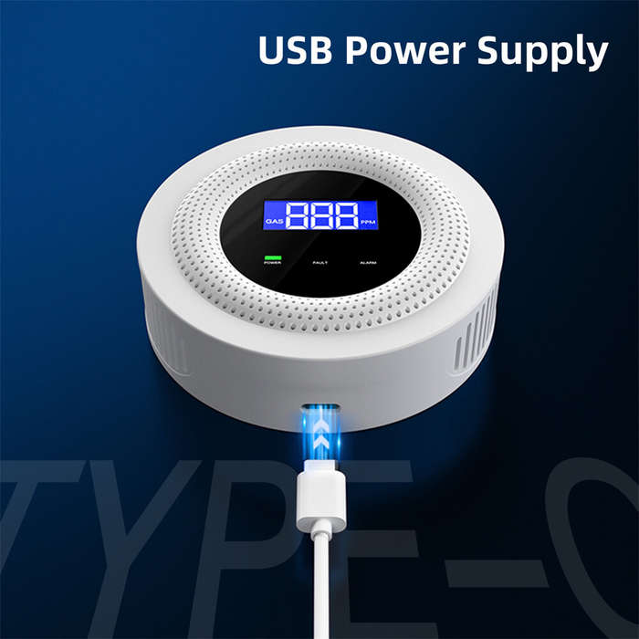 WiFi Enabled Gas Leak Detector with Digital Display and Temperature Sensor for Detection of Natural