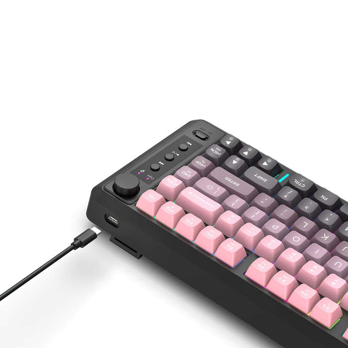 Black - HXSJ L400 Three Mode Wireless Gaming Keyboard 81 Keys Ergonomic RGB Backlight Membrane 2000m