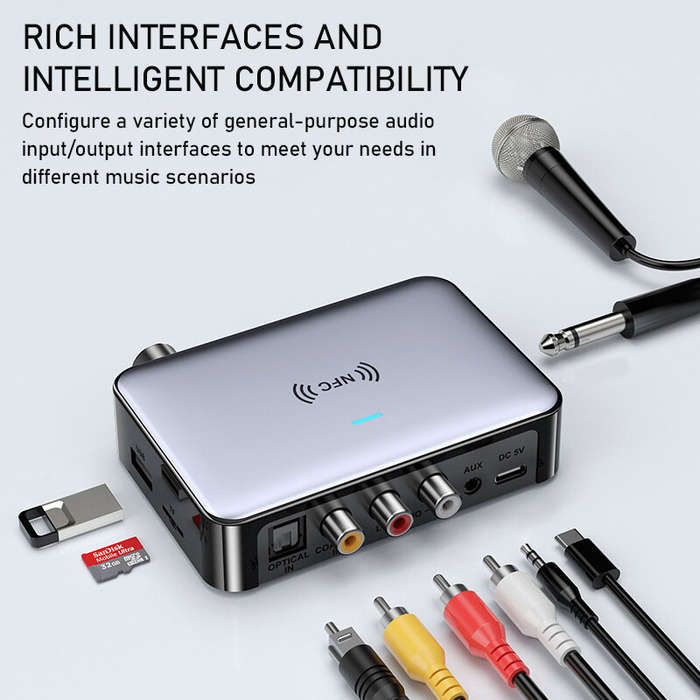M16 Pro bluetooth 5.1 Audio Receiver Transmitter DSP Decoding NFC Pairing Microphone Singing Support