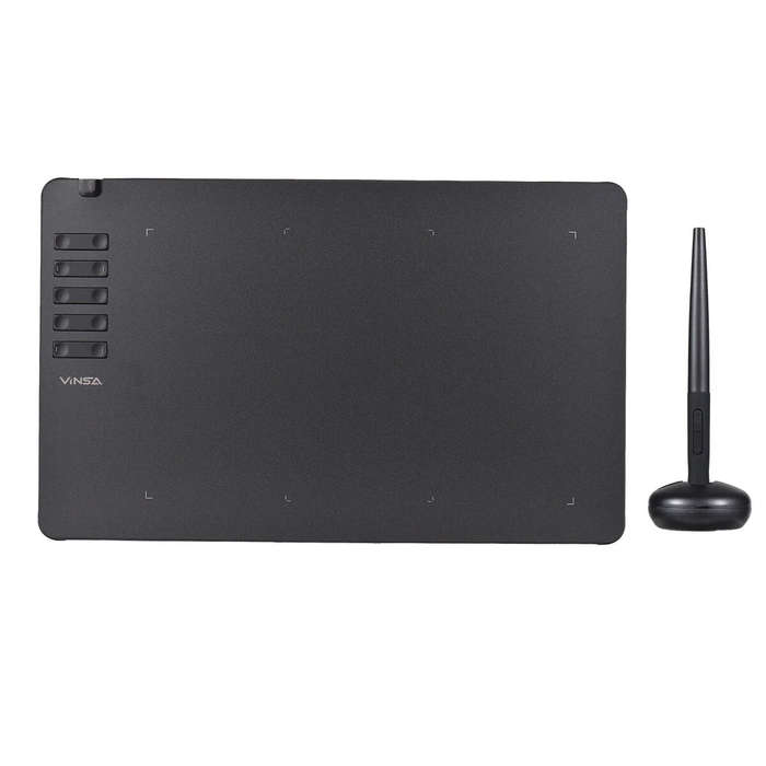 Black - VINSA T906 Graphics Drawing Tablet with 10 Physical Shortcut Keys 250x156mm Sensing Area 8 P
