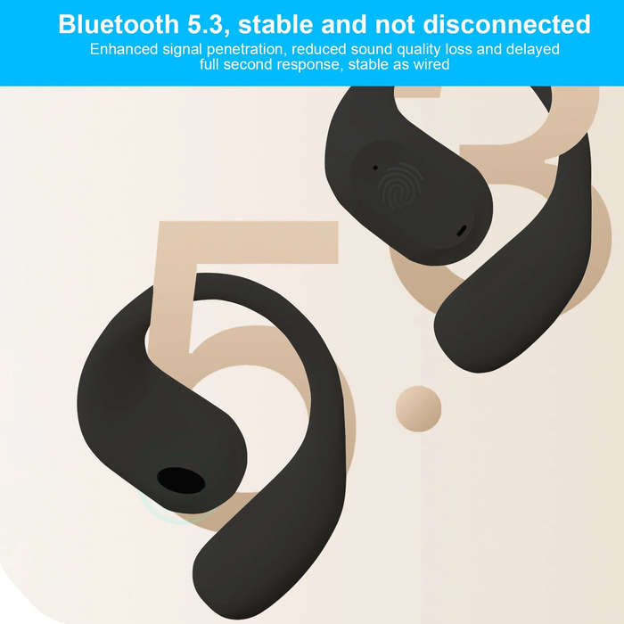 Black - T371 OWS Sports Earbuds Wireless bluetooth Earphone 14.2 Driver Unit HiFi Stereo LED Display