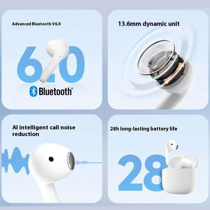 White - Edifier X1 Evo TWS Earbuds Wireless bluetooth V6.0 Earphone 13.6mm Moving Coil AI Call Noise