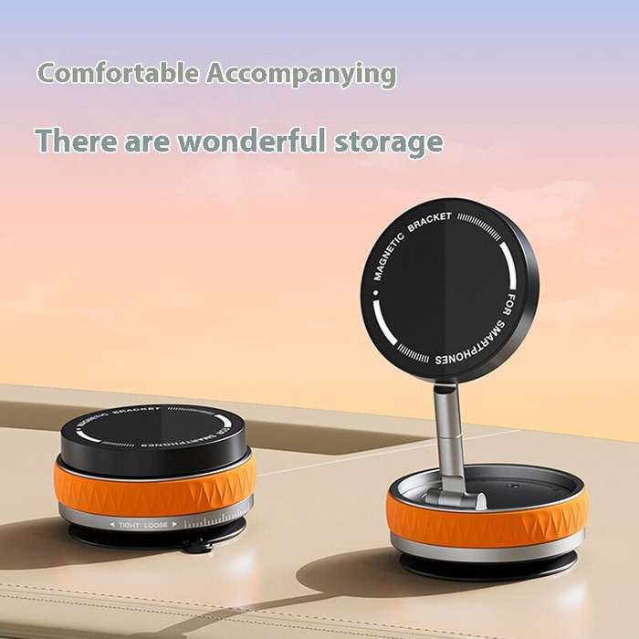 White - 360 Adjustable Vacuum Magnetic Suction Cup Phone Mount Portable Hands-Free Magnetic Car Phon