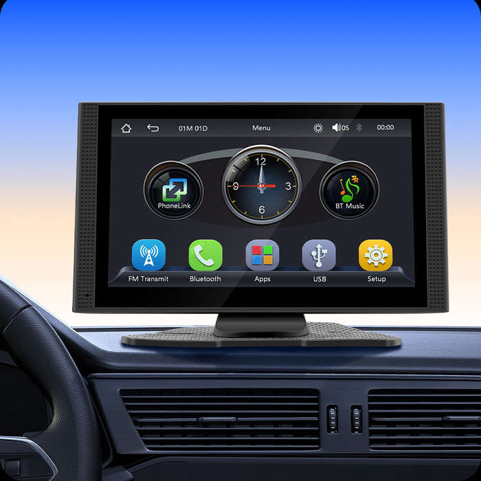 Black - 7 Inch Touch Display Portable Wireless CarPlay Android Auto MP5 Screen Model Bluetooth 5.0 1