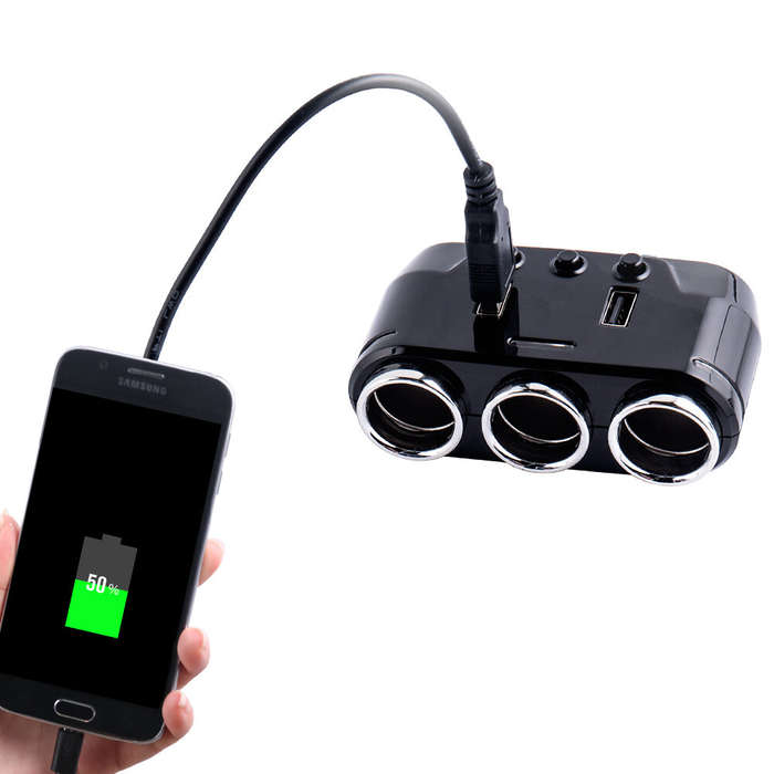 without Voltage display - YANTU 12V-24V Car Power Socket Car Charger 2USB Charging Port 3.1A QC3.0 F