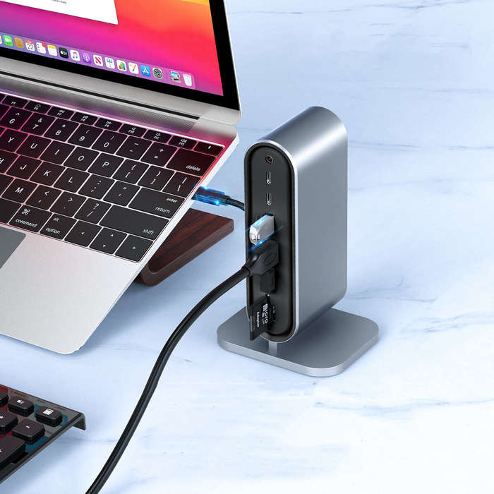 13 In 1 USB-C Hub Docking Station Adapter with 1 * USB 3.0/3 * USB 2.0/100W Type-C PD/3 * Type-C/4K