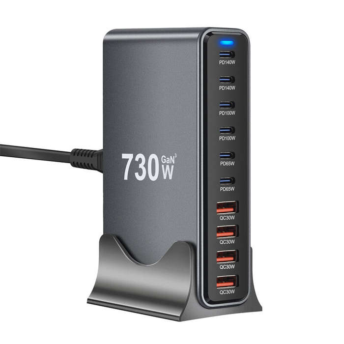 US Plug - [GaN Tech] Bakeey YMX-730W 730W 10-Port USB PD Charger 4USB-A+6USB-C PD QC Fast Charging D