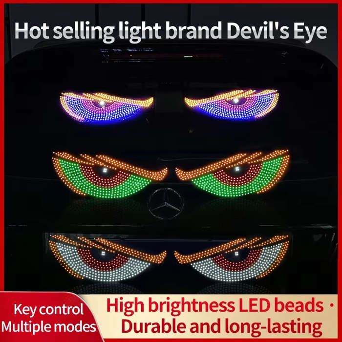 Blue - Universal Car Devil's Eye Decorative Light USB 5V Eye Decorative Light With 11 Modes Big Eyes