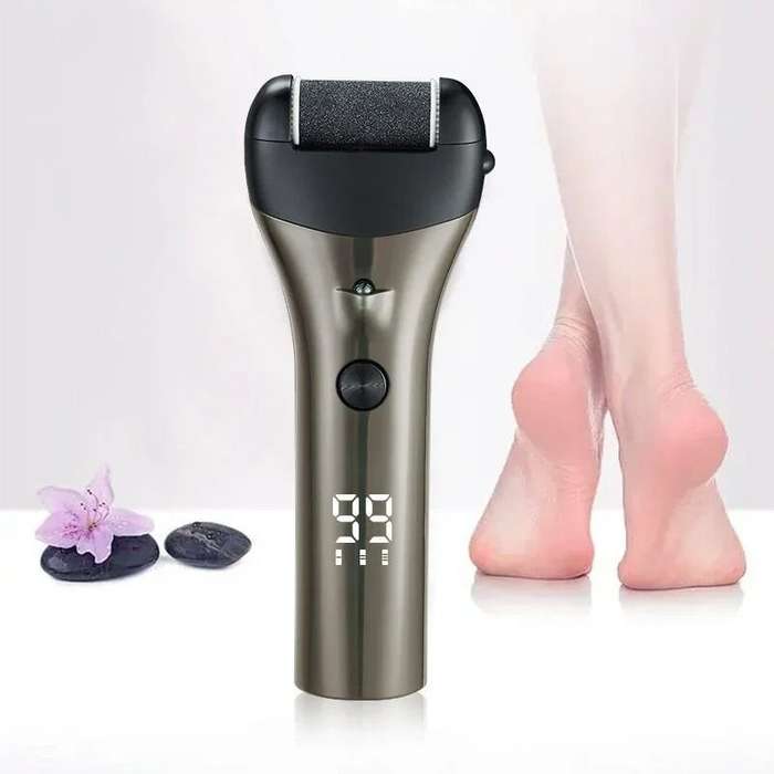 Brown - Rechargeable Electric Foot Callus Remover with USB Charging 3-Speed Digital Display Gentle C