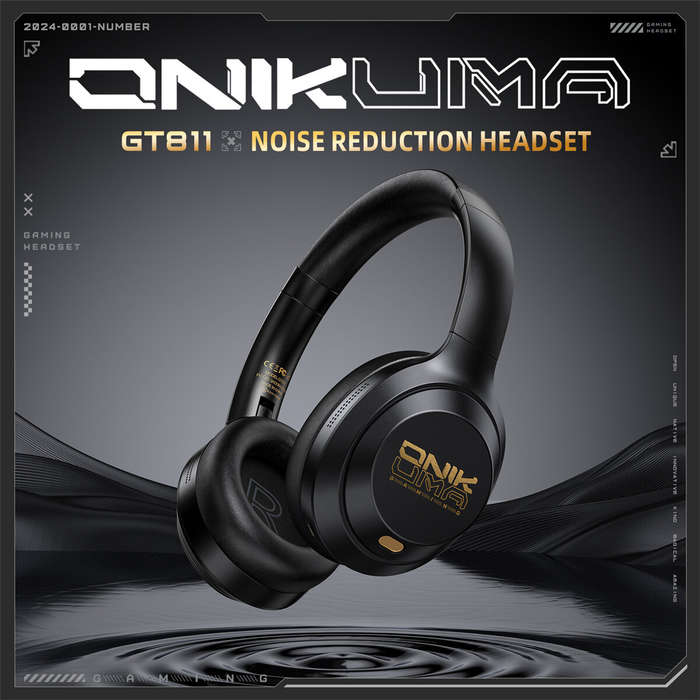 Black - ONIKUMA GT811 bluetooth 5.4 Gaming Headset Dual Noise Reduction Headphone ANC ENC Noise Canc