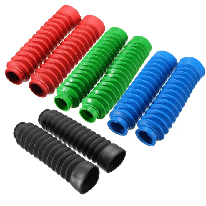 Red - Pair Motorcycle Rubber Front Fork Cover Protector Gaiters Boot Gaitor 4 Colors