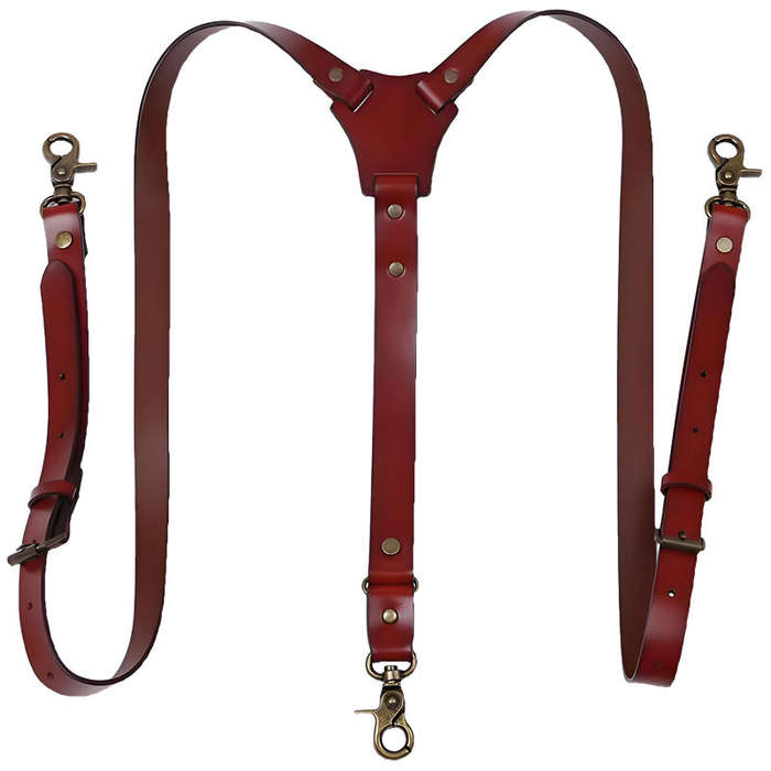 Black - Men's PU Leather Suspenders Retro Style Y back Adjustable Belt Loop 3 Snap Hooks Belt Mens T