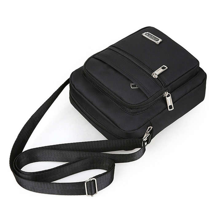 Black - Men's Portable Business Casual Crossbody Bag Multi-compartment Lightweight Waterproof Nylon
