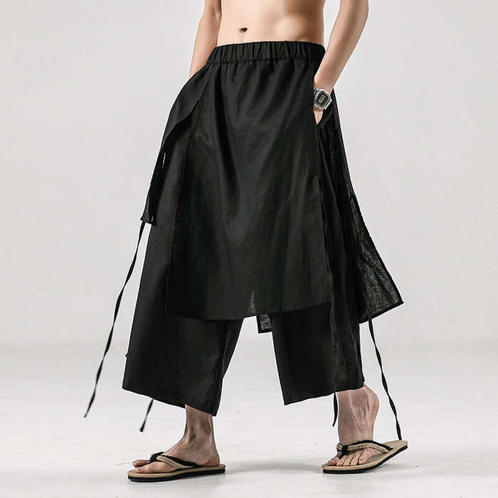 4XL - Men's Harem Pants Loose Soft Breathable Asymmetric Skirt Trousers Punk Dress Pants Hiking Trav