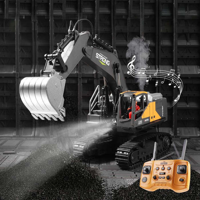 Yellow - HJ Models 689-714A 1/16 2.4G 16CH RC Car Excavator Engineering Vehicles Alloy Bucket Diggin
