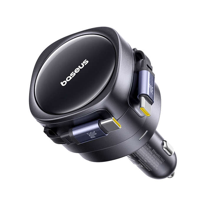 USB-C+USB-C - Baseus BSCC-TX-0-CC 60W 2-Port USB PD Car Charger Adapter Built-in Type-C+Type-C Retra