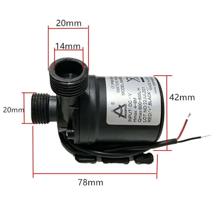 Type C - DC 12V/24V High Voltage Super Quiet Solar Lift 5M 800L/H Brushless Motor Submersible Booste