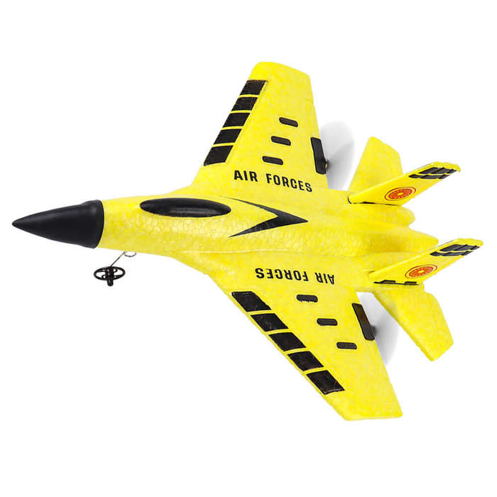 Yellow - SU35 2526 2.4GHz 2CH Built-in Gyro With LED Light EPP Foam RC Airplane Fighter Glider RTF f