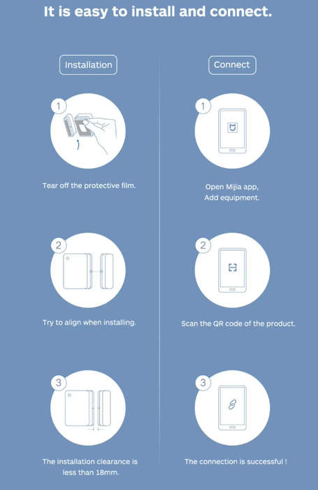White - Xiaomi Mijia Opening and Closing Record Notification Door and Window Sensor 2 Smart Connecti
