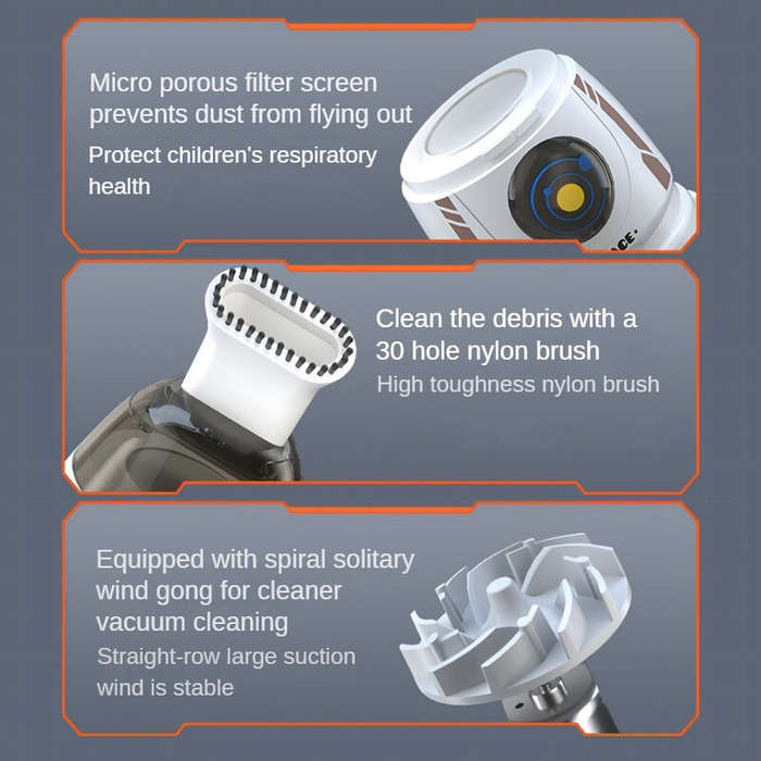 Orange+Blue - 600pa Creative Mini Desktop Vacuum Cleaner Rocket Space Capsule Portable Handheld Clea