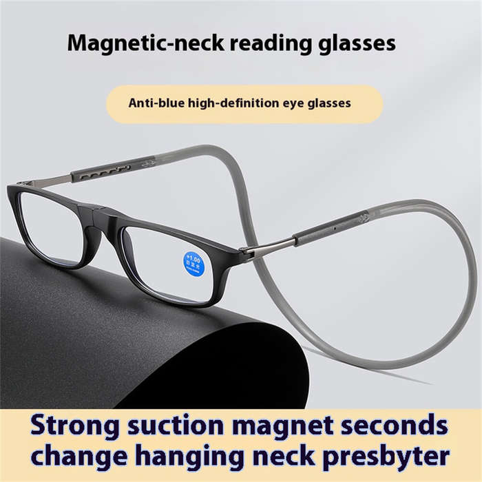 +350 - 1 Pcs Lightweight Portable Soft Tape Hanging Neck Magnetic Reading Glasses Comfortable HD Ant