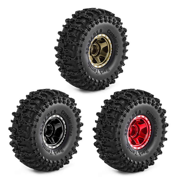 Coffee - 4PCS Upgraded 1 Inch Aluminum Alloy Blade Wheels JC Tire for TRX4M SCX24 FMS24 1/18 Climbin