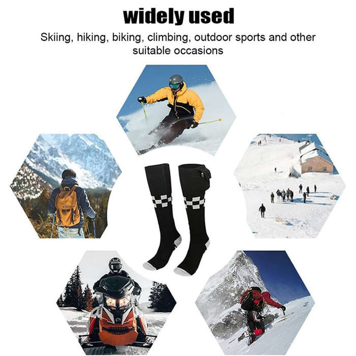 Black - TENGOO Electric Heated Socks For Men Women Heat Cotton Socks Power Winter Warm Long Socks Fo