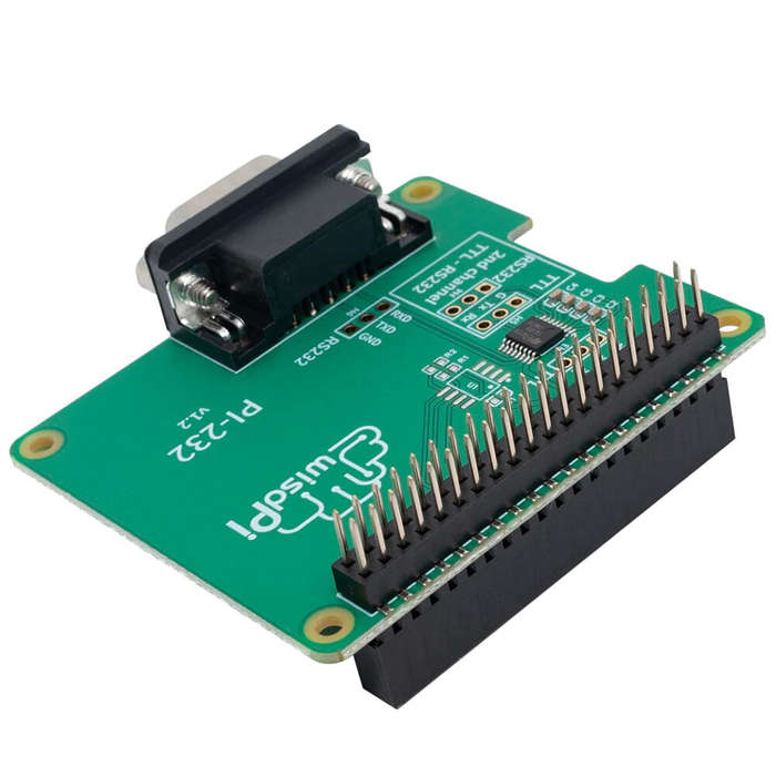 Green - RS232 Hat Expansion PCB Board for Rapsberry Pi 4/3/2/A+/B+ Compact GPIO TX/RX/GND to DB9M RS