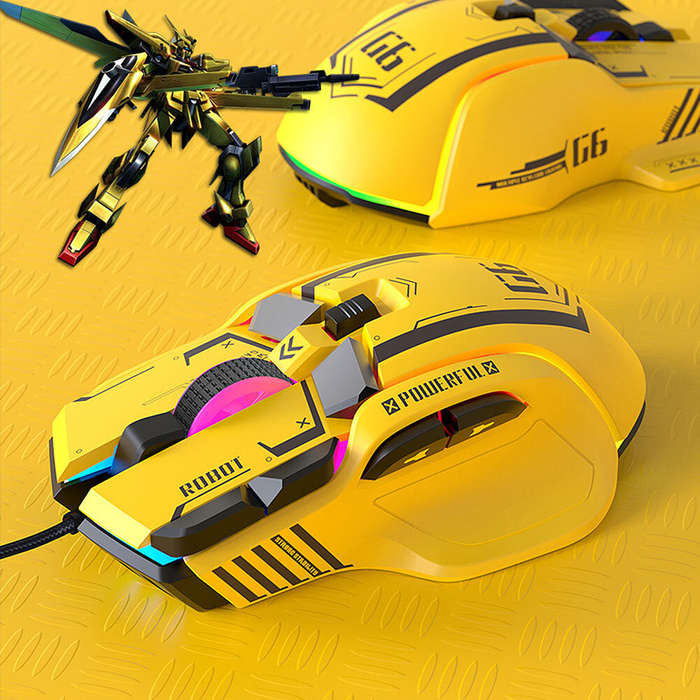 G6 Wired Gaming Mouse 1200-12800 DPI Adjustment Macro Programming Mice with RGB Backlit A826 Gaming