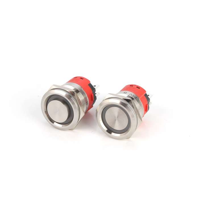 Red - 22MM 18A 250V 6Pin LED Light Button Switch Momentary Reset Metal Push Button Switch