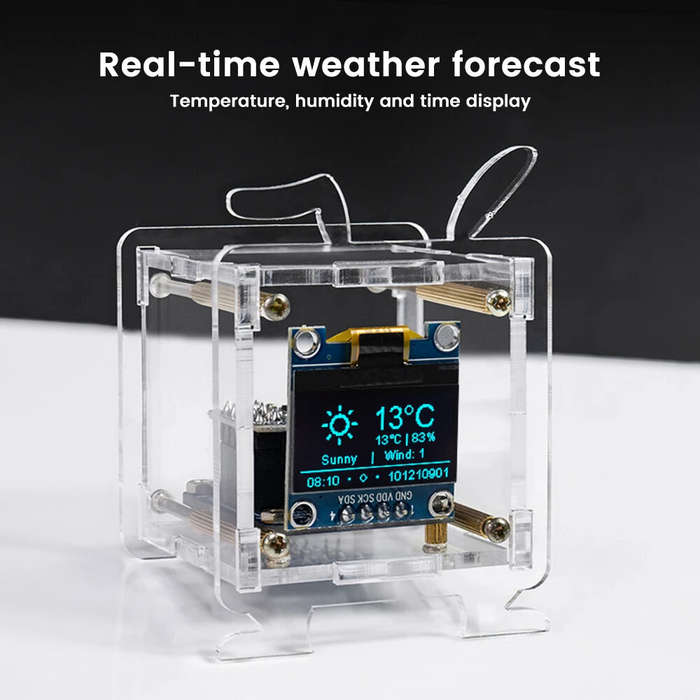 Transparent - 0.96 Inch ESP8266 Mini Weather Forecast Clock OLED Display Electronic Clock Diy Kit Su