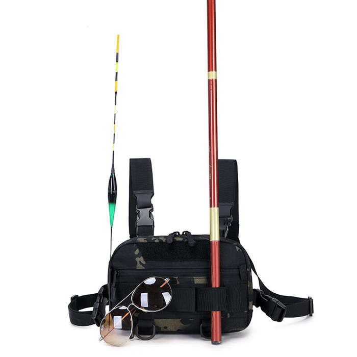 Black - IPRee Waterproof Molle Nylon Fishing Chest Bag, Men's Tactical Bags, Climbing and Camping Ba