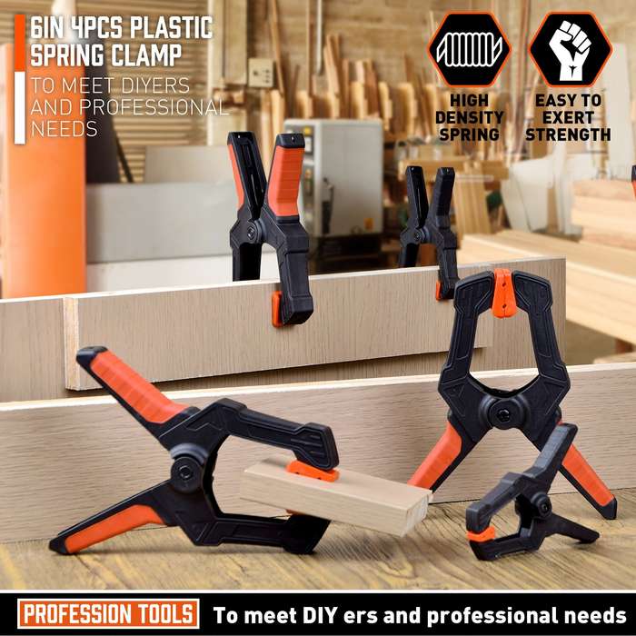 4 PCS - 4PCS 6 Inch Heavy Duty Plastic Spring Wood Clamps with with 30Lbs Powerful Clamping Force fo