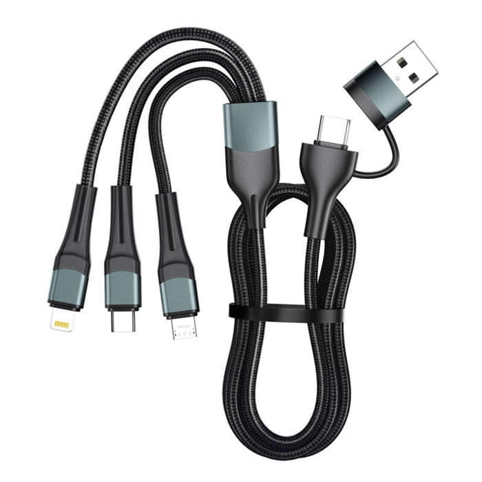 Black - 60W USB-A/USB-C to iP/Type-C/Micro USB Cable Fast Charging Data Transmission Pure Copper Cor