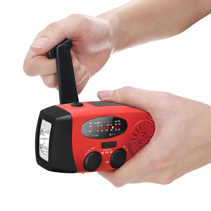 EU Plug - Weather Alert Emergency RadioAM/FM/NOAA Emergency Radio Solar Hand Crank USB Charging Gene