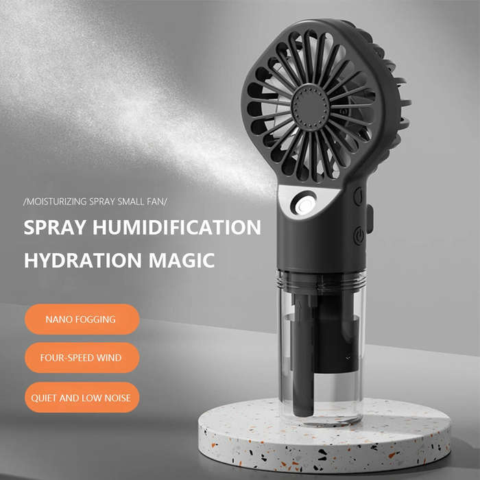 White - Mini Air Conditioner USB Rechargeable with Nanotechnology Cooling Mist Powerful Motor 4-Spee