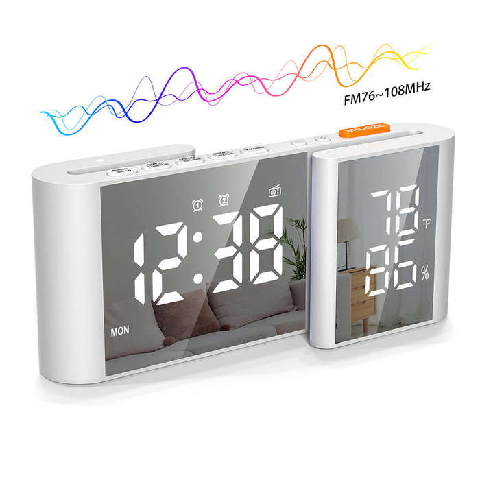 #2 - LCD Digital Desk Wall Alarm Clock with USB Charging Station Dual Screen LED Dimming Temperature