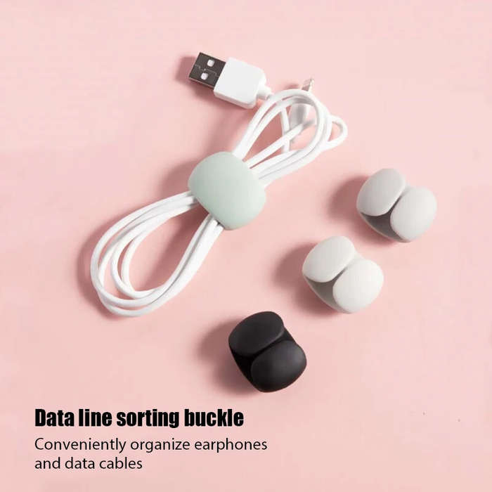 White - 4Pcs/Pack Cable Winder Cable Organizer Clips Mouse Wire Headphone Holder USB Charger Holder
