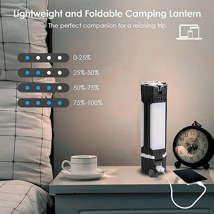 #1 - 3000mAh Portable Camping Light Rechargeable LED Camping Lantern with 5 Light Modes Waterproof C