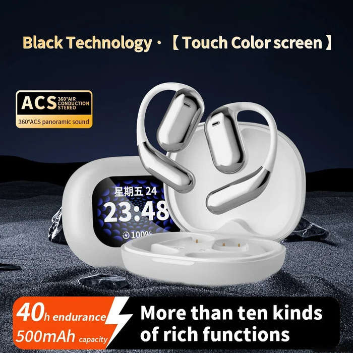 Black - YYK-Q16Pro AI Dialogue Translation Earbuds bluetooth 5.4 Earphone OWS Wireless ANC Earphone