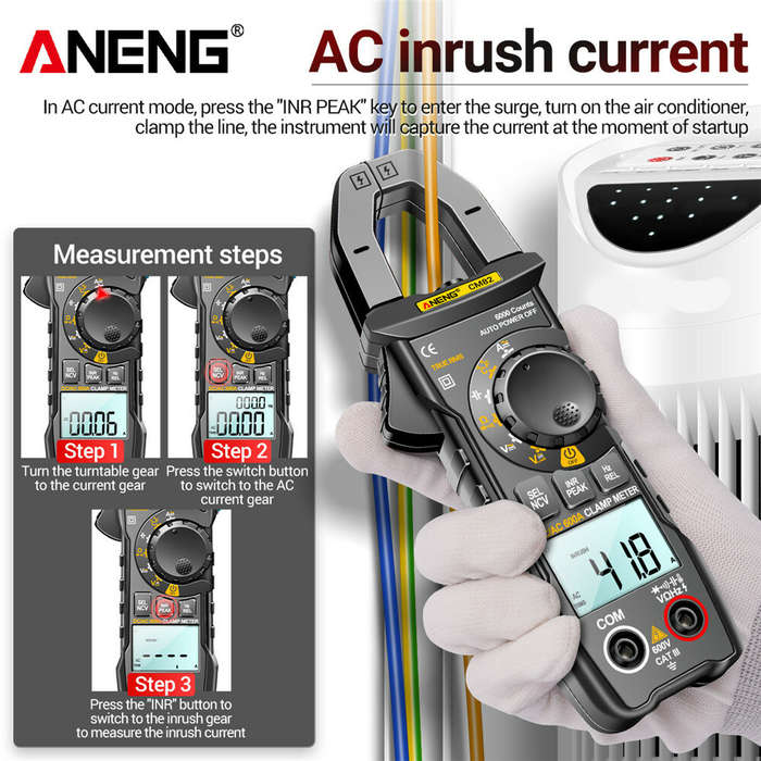 Red - ANENG CM82 Clamp Meter DC/AC 600A Current Voltage 6000 Counts Multimeter Ammeter Tester Car Am