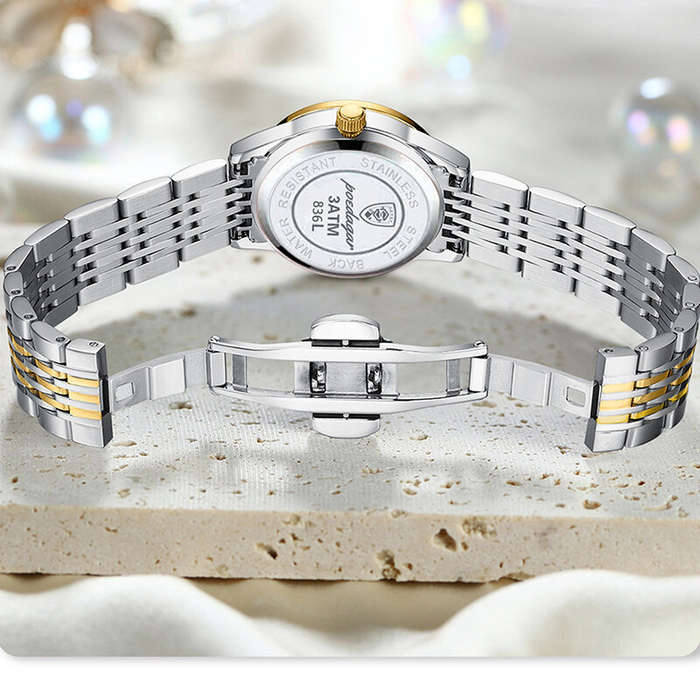 Rose Gold/White - POEDAGAR Women Watch Thin Waterproof Luminous Quartz Watch Calendar Analog Stainle