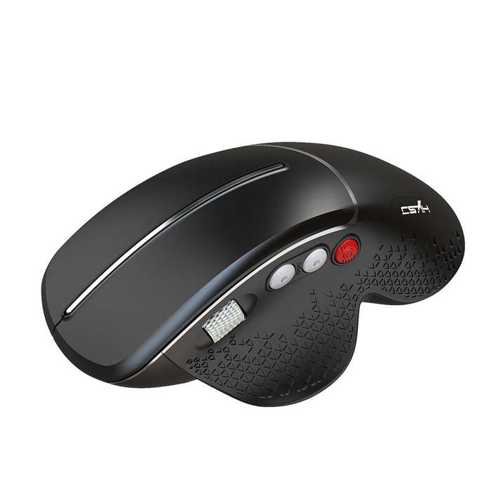 Black - HXSJ T32 2.4G Wireless Veritcal Gaming Mouse with Side Wheel 4800DPI Ergonomics 6-Button E-s