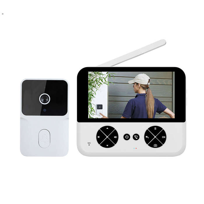 Black - M16 Visual Doorbell 4.3-Inch IPS Display HD Camera Infrared Night Vision Wireless Bidirectio