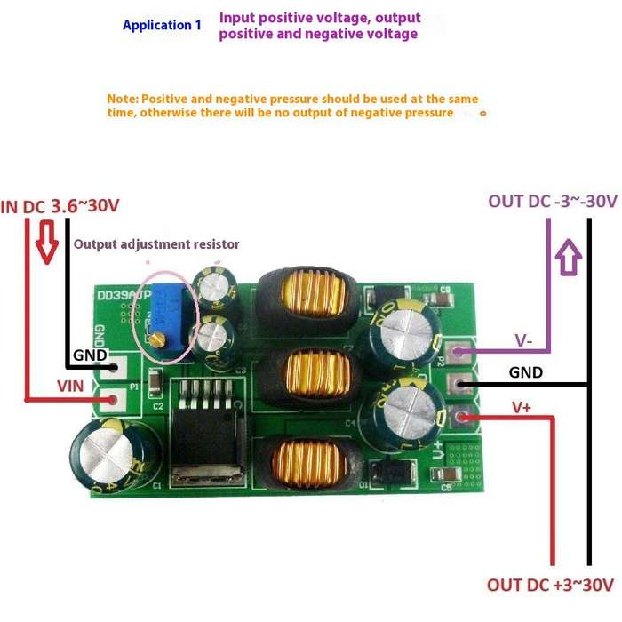 Only Module Board - DC-DC Boost Buck Converter Module Dual Polarity Output Adjustable DC3.6-30V to 5