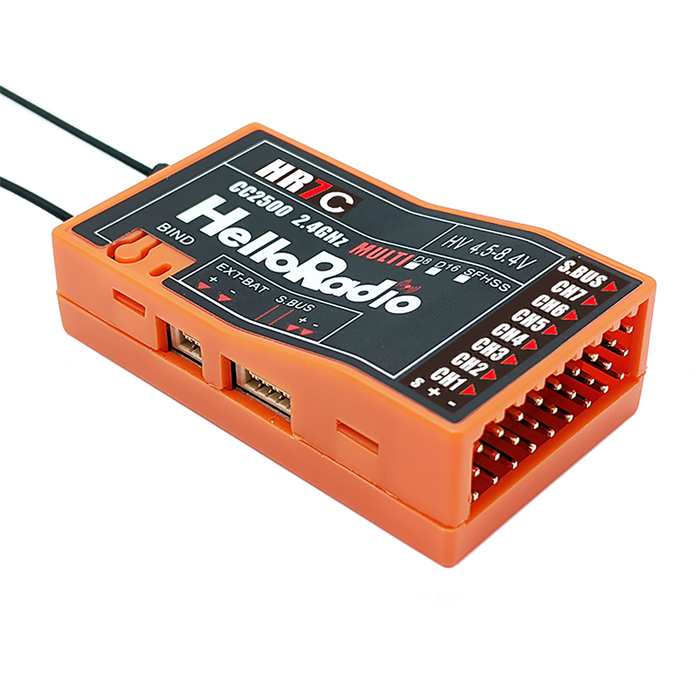 Black - HelloRadioSky HR7C CC2500 2.4GHz 8CH D8/D16/SFHSS PWM Receiver for Fixed Wing RC Airplane